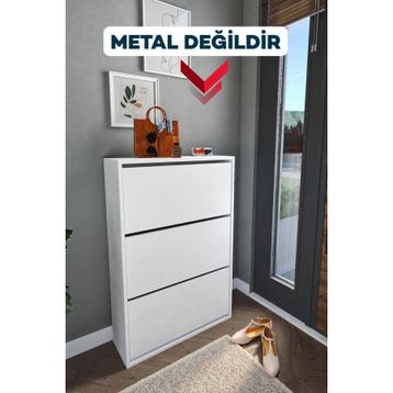 Bofigo Melek Beyaz 3 Bölmeli Ayakkabılık
