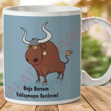 Boğa Burcu Baskılı Seramik Kupa Bardak