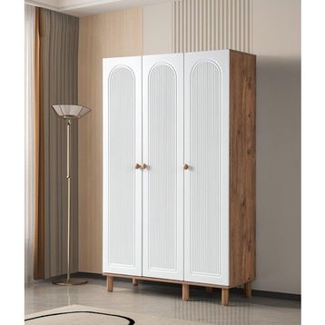Bohem Çiğdem 3 Kapaklı Çekmeceli 120 cm Beyaz Gardrop