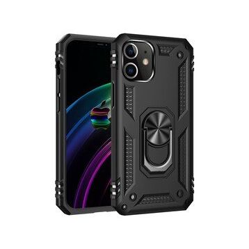 Bol Çeşit Iphone 12 Siyah Mini Sofya Yüzüklü Silikon Kapak Kılıf