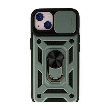 Bol Çeşit iPhone 14 Pars Lens Yüzüklü Yeşil Silikon Kılıf