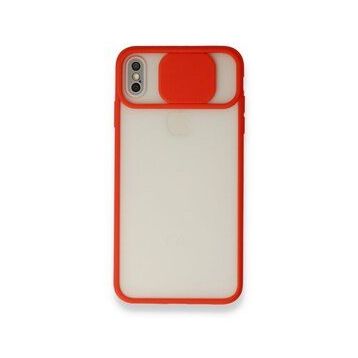 Bol Çeşit iPhone X Palm Buzlu Kamera Sürgülü Kırmızı Silikon Kılıf