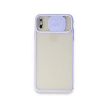 Bol Çeşit iPhone X Palm Buzlu Kamera Sürgülü Lila Silikon Kılıf