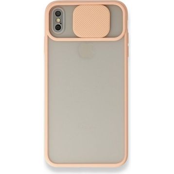 Bol Çeşit iPhone X Palm Buzlu Kamera Sürgülü Pembe Silikon Kılıf
