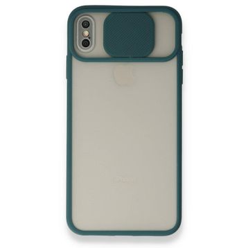 Bol Çeşit iPhone X Palm Buzlu Kamera Sürgülü Yeşil Silikon Kılıf