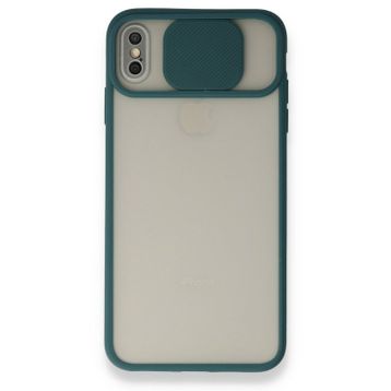 Bol Çeşit iPhone X Palm Buzlu Kamera Sürgülü Yeşil Silikon Kılıf