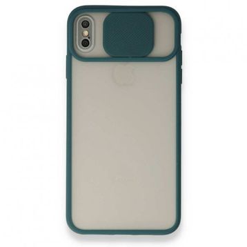 Bol Çeşit iPhone X Palm Buzlu Kamera Sürgülü Yeşil Silikon Kılıf