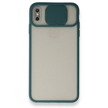 Bol Çeşit iPhone X Palm Buzlu Kamera Sürgülü Yeşil Silikon Kılıf