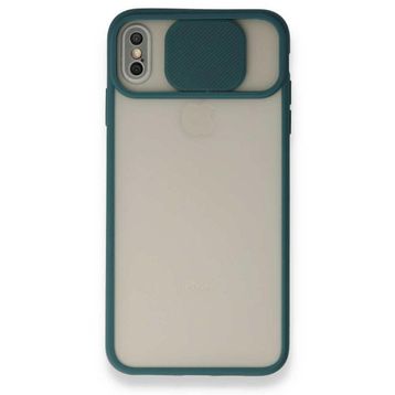Bol Çeşit iPhone X Palm Buzlu Kamera Sürgülü Yeşil Silikon Kılıf