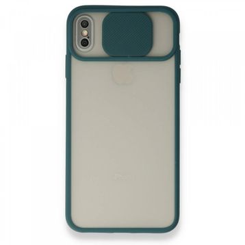 Bol Çeşit iPhone Xs Palm Buzlu Kamera Sürgülü Yeşil Silikon Kılıf