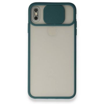 Bol Çeşit iPhone Xs Palm Buzlu Kamera Sürgülü Yeşil Silikon Kılıf