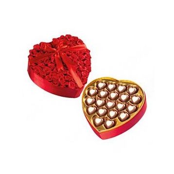 Bolçi 240 gr Saten Güllü Kalp Kutu Çikolata