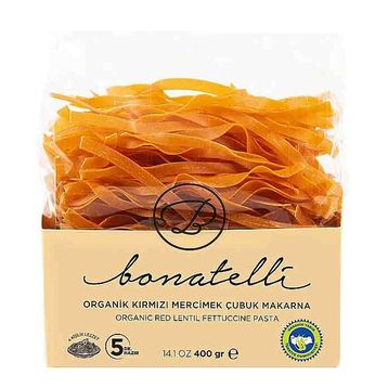 Bonatelli 400 gr Glutensiz Organik Kırmızı Mercimek Çubuk Makarna