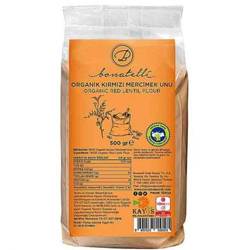 Bonatelli 500 gr Glutensiz Organik Kırmızı Mercimek Unu
