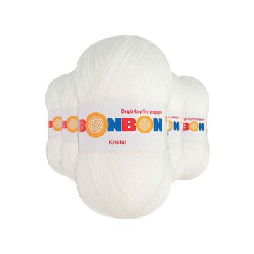 Bonbon Beyaz 98200 5 Adet Kristal El Örgü Lif İpi