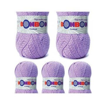 Bonbon Renk No:205 5 Adet Festival Simli Örgü İpi Yünü