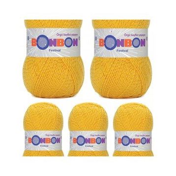 Bonbon Renk No:217 5 Adet Festival Simli Örgü İpi Yünü