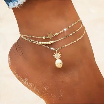 Boncuklu Ananas Model Kadın Ayak Halhal