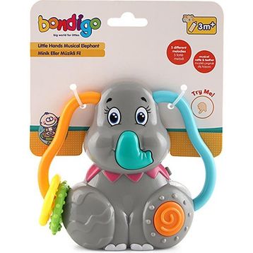 Bondigo Minik Eller Müzikli Fil Işıklı Müzikli Diş Kaşıyıcı ve Çıngırak