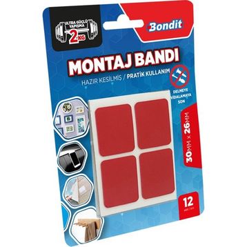 Bondit 4x4 cm Şeffaf 12'li Hazır Kesim Montaj Bandı