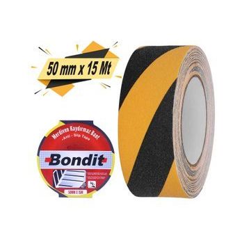 Bondit 50 mm x 15 m Sarı Siyah Merdiven Zemin Kaydırmaz Kaymaz Bant