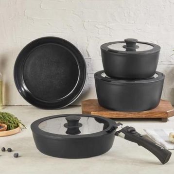 Bondy Amercook Seramik 8 Parça Black Tencere Seti