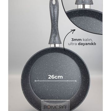 Bonera 13 Parça Granit Set 18-20-26 cm Tencere + 26 Tava + 6 Parça Kaşık Set