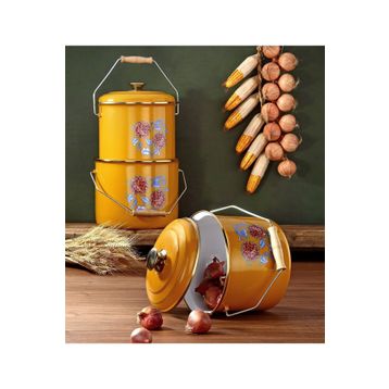 Bonera 20-22-24 cm 3'lü Hardal Sarısı Emaye Bakraç Set
