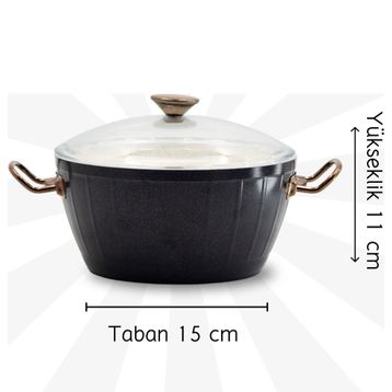 Bonera Florenza 7 Parça 20-24-26 cm Siyah Granit Tencere Tava Seti