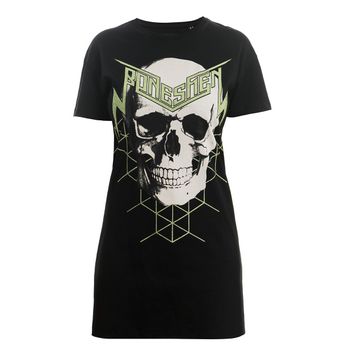 Bonesmen Green Magic Skull T-shirt Kısa Elbise