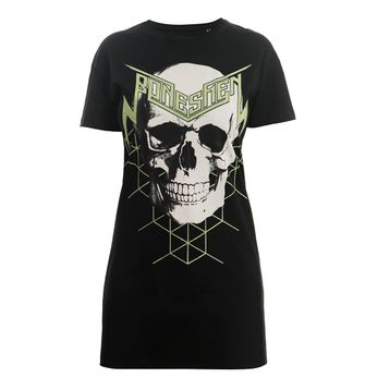 Bonesmen Green Magic Skull T-shirt Kısa Elbise