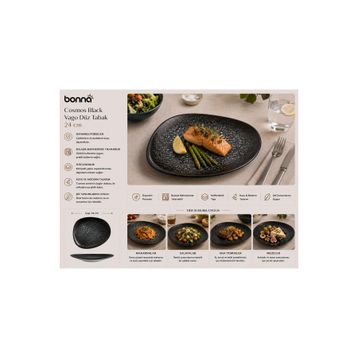 Bonna Cosmos Black Vago 24 cm Düz Tabak