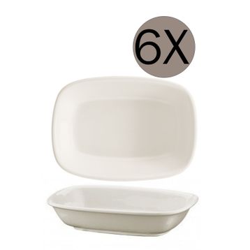 Bonna Gourmet Porselen 14x10 CM 6lı Dikdörtgen Kayık Tabak