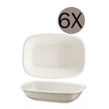 Bonna Gourmet Porselen 14x10 CM 6lı Dikdörtgen Kayık Tabak