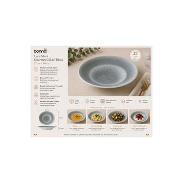 Bonna Luca Mavi Gourmet 27 cm 400 cc Çukur Tabak