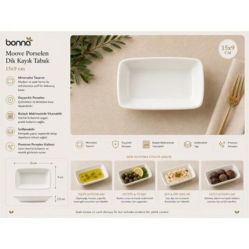 Bonna Moove Dikdörtgen 16 cm Kayık Tabak