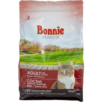Bonnie 1.5 kg Sığır Etli Yetişkin Renkli Taneli Kedi Maması
