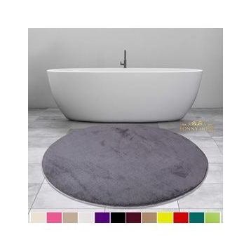 Bonny Home 100x100 cm Elite Antrasit Yuvarlak Peluş Kaymaz Taban Pufidik Banyo Halısı