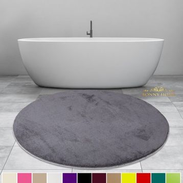 Bonny Home 100x100 cm Elite Antrasit Yuvarlak Peluş Kaymaz Taban Pufidik Banyo Halısı