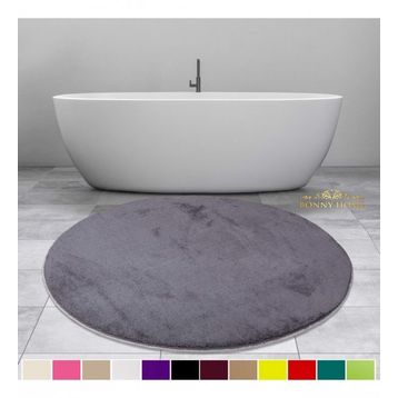 Bonny Home 100x100 cm Elite Antrasit Yuvarlak Peluş Kaymaz Taban Pufidik Banyo Halısı
