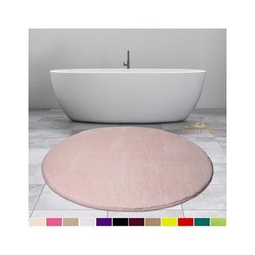 Bonny Home 100x100 CM Elite Pudra Yuvarlak Peluş Kaymaz Taban Pufidik Banyo Halısı