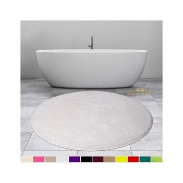 Bonny Home 120x120 cm Elite Beyaz Yuvarlak Peluş Kaymaz Taban Pufidik Banyo Halısı