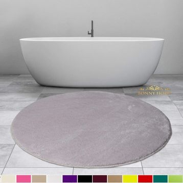 Bonny Home 120x120 cm Elite Gri Yuvarlak Peluş Kaymaz Taban Pufidik Banyo Halısı
