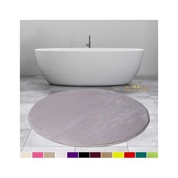 Bonny Home 120x120 cm Elite Gri Yuvarlak Peluş Kaymaz Taban Pufidik Banyo Halısı