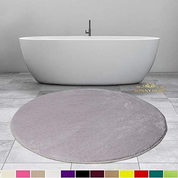Bonny Home 120x120 cm Elite Gri Yuvarlak Peluş Kaymaz Taban Pufidik Banyo Halısı