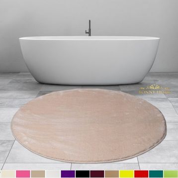 Bonny Home 120x120 cm Elite Vizon Yuvarlak Peluş Kaymaz Taban Pufidik Banyo Halısı