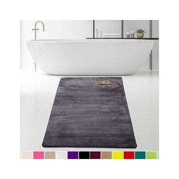 Bonny Home 120x180 cm Elite Antrasit Peluş Kaymaz Tabanlı Pufidik Banyo Halısı