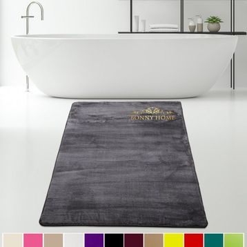 Bonny Home 120x180 cm Elite Antrasit Peluş Kaymaz Tabanlı Pufidik Banyo Halısı