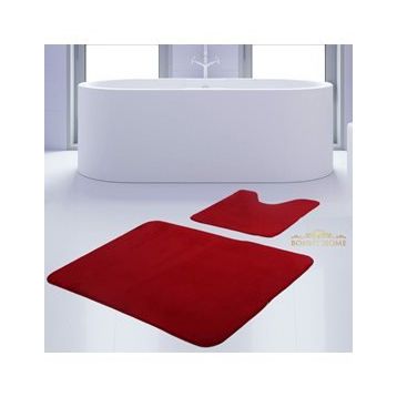 Bonny Home 2'li Düz Kırmızı Unicolor Kaymaz Klozet ve Banyo Halısı