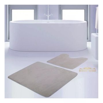 Bonny Home 2'li Düz Krem Unicolor Kaymaz Klozet ve Banyo Halısı